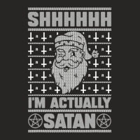 Shhhh I'm Actually Satan Santa Claus Joke Xmas Humor Ladies Fitted T-shirt | Artistshot