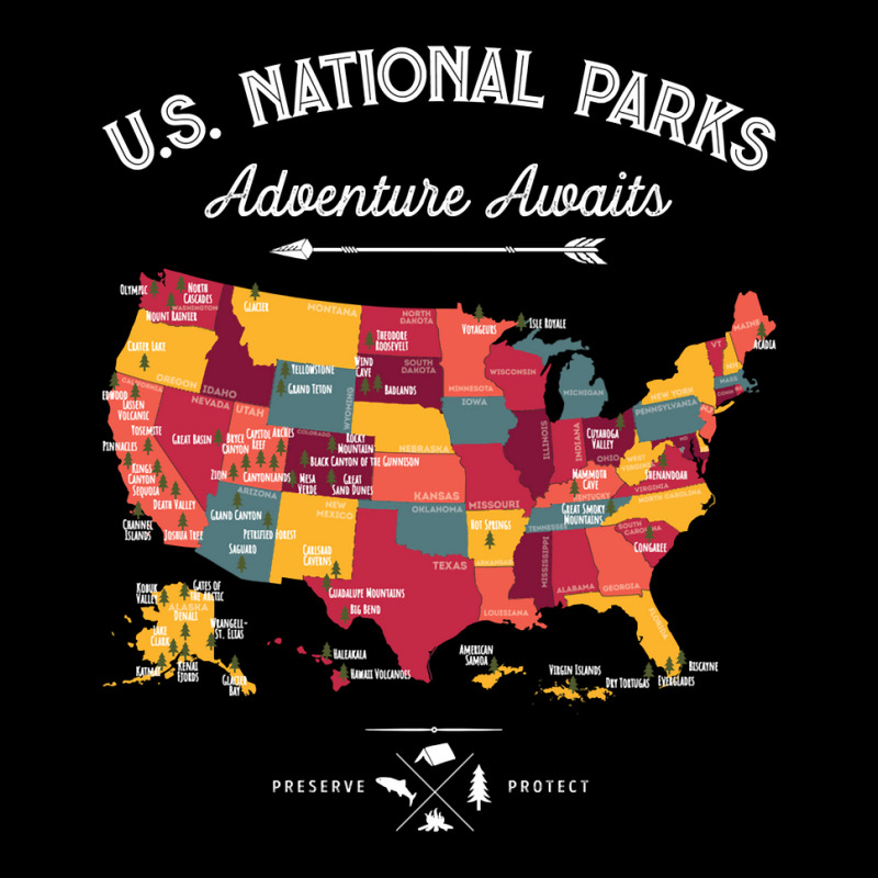 Trending National Park Map Vintage T Shirt - All 59 National Parks Gif Women's V-Neck T-Shirt by Ricarda Petrie | Artistshot