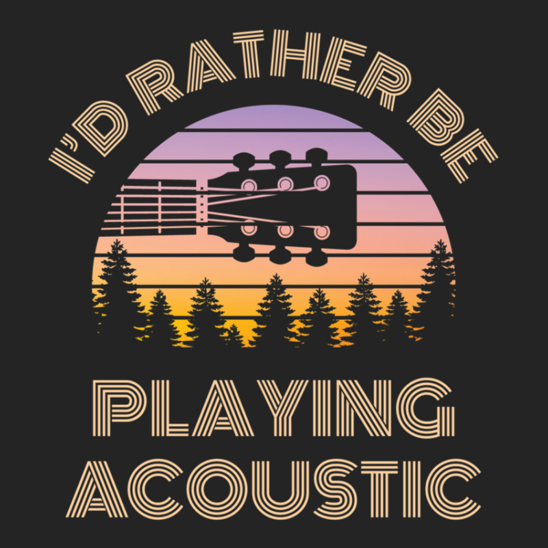 I'd Rather Be Playing Guitar Acoustic Guitar Headstock Vintage Sunset 3/4 Sleeve Shirt by ELIZABETHKARLENEWINCELOWICZ | Artistshot