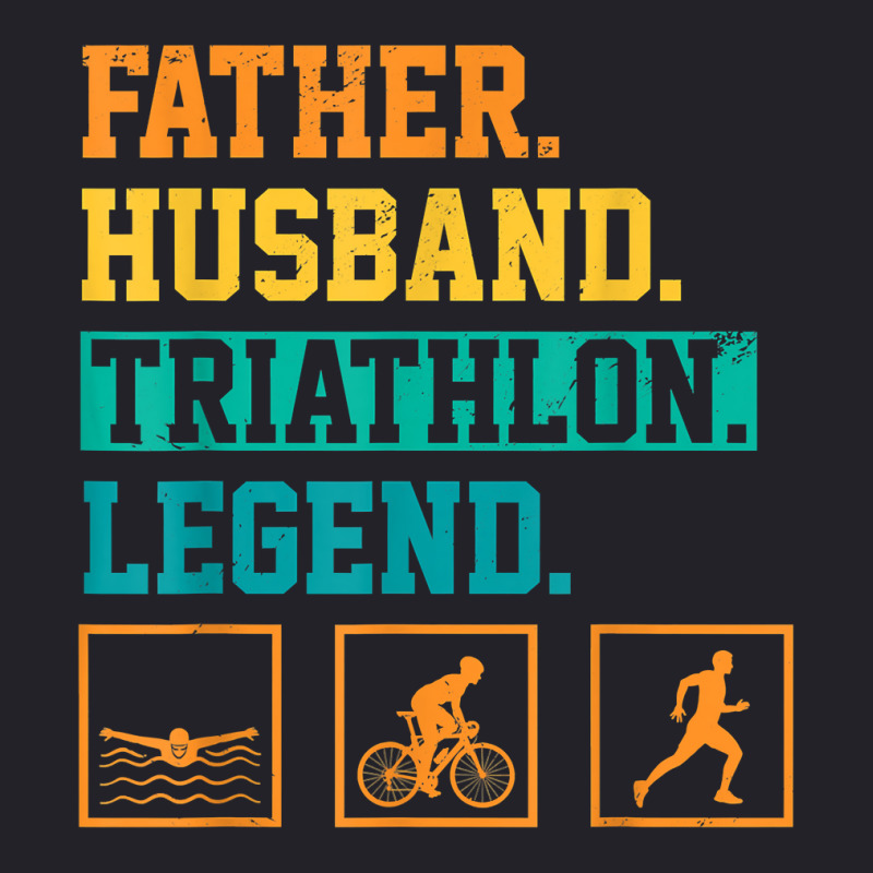 Mens Father Husband Triathlon Legend Run Swim Bike Triathlete T Shirt ...