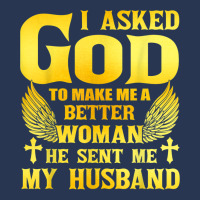 I Asked God To Make Me A Better Woman He Sent Me My Husband Ladies Denim Jacket | Artistshot