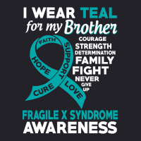 Hot Trend I Wear Teal For My Brother Fragile X Syndrome Awareness Unisex Sherpa-lined Denim Jacket | Artistshot