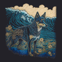 Surrealism Japanese Painting Australian Kelpie Dog T Shirt Unisex Sherpa-lined Denim Jacket | Artistshot