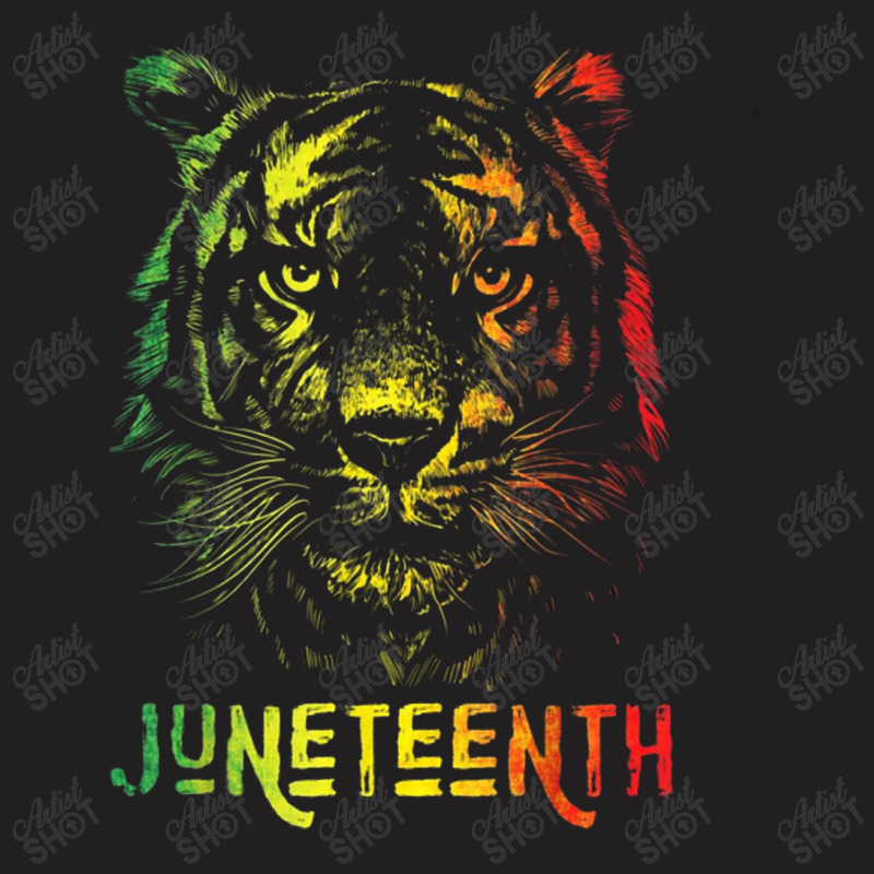 Tiger Juneteenth Cool Black History African American Flag T-Shirt by salma55 | Artistshot