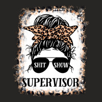 Shit Show Supervisor Tee Women Casual Messy Bun Bleached Pullover Hood Ladies Fitted T-shirt | Artistshot