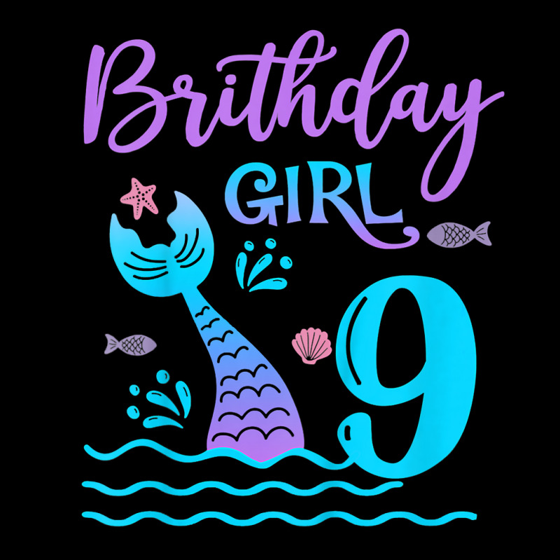 Kids 9 Year Old Gift Mermaid Tail 9th Birthday Girl Daughter T Shirt Lightweight Hoodie | Artistshot