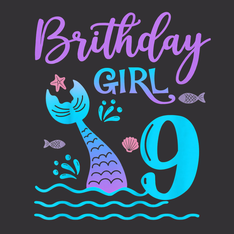 Kids 9 Year Old Gift Mermaid Tail 9th Birthday Girl Daughter T Shirt Vintage Hoodie And Short Set | Artistshot