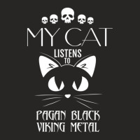 My Cat Listens To Pagan Black Viking Metal Tee Ladies Fitted T-shirt | Artistshot