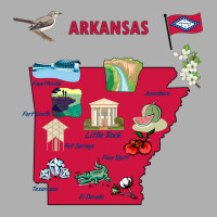 Tourist Attractions Map Of Arkansas State Usa Major Cities  Music Exclusive T-shirt | Artistshot