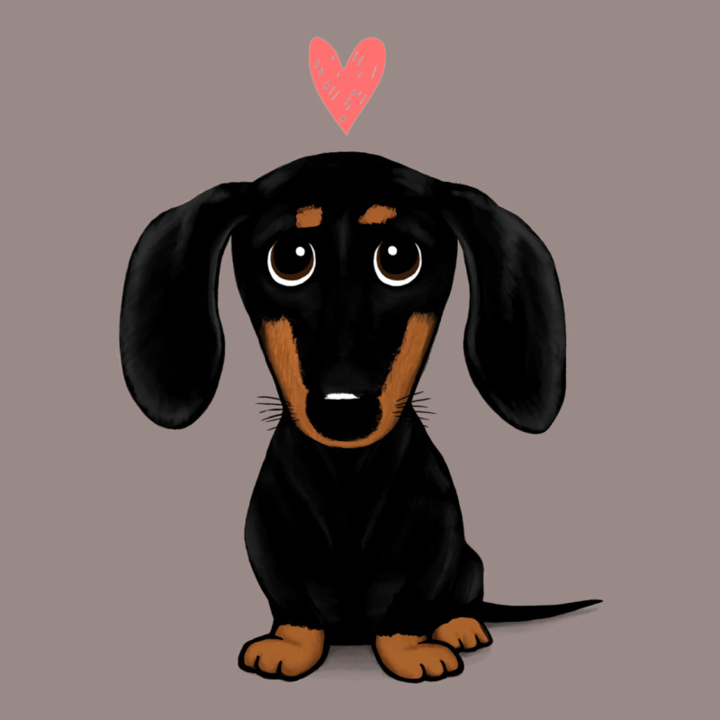 Black And Tan Dachshund With Heart  Cute Cartoon Wiener Dog Vintage T-Shirt by mamahyzador4 | Artistshot