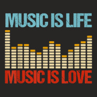 Music Is Life Music Is Love Equalizer Spectrum Analyzer T Shirt Ladies Fitted T-shirt | Artistshot