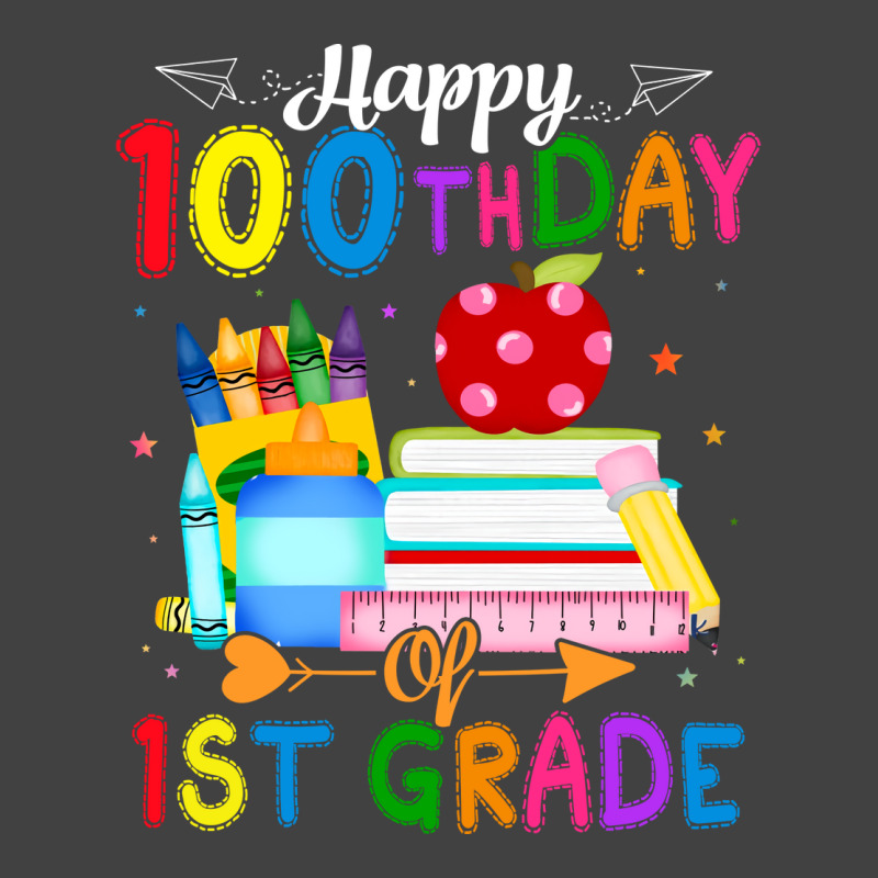 Happy 100th Day Of 1st Grade Teacher 100 Days Of School Boys Red Vintage T-shirt | Artistshot