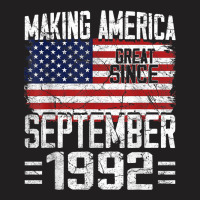 28th Birthday Gift September 1992 American Flag 28 Years Old T-shirt | Artistshot