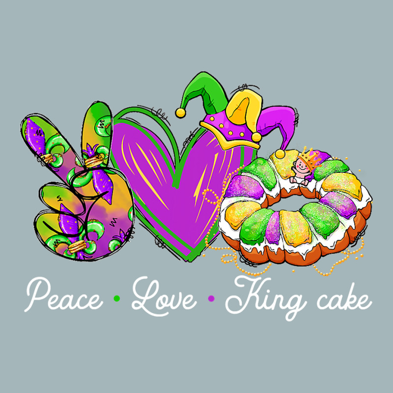 Peace Love King Cake Funny Mardi Gras Party Carnival Gift Unisex Sherpa-lined Denim Jacket | Artistshot