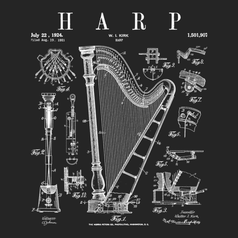 Harp Vintage Patent Harpist Drawing Print .png Unisex Hoodie | Artistshot