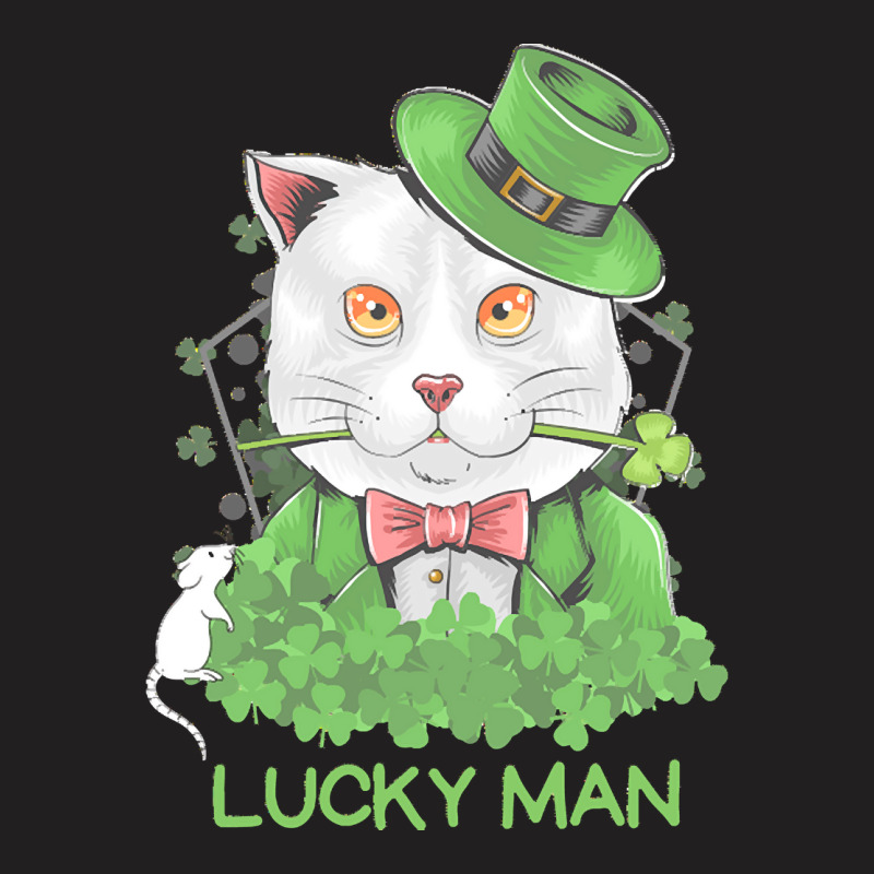 Lucky Man T  Shirt Lucky Man Funny White Cat And White Mouse St. Patri T-shirt | Artistshot