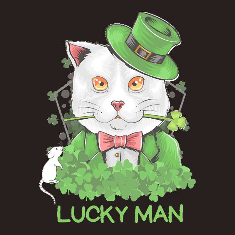 Lucky Man T  Shirt Lucky Man Funny White Cat And White Mouse St. Patri Tank Top | Artistshot