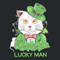 Lucky Man T  Shirt Lucky Man Funny White Cat And White Mouse St. Patri Crewneck Sweatshirt | Artistshot