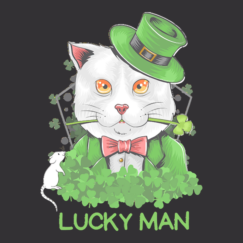 Lucky Man T  Shirt Lucky Man Funny White Cat And White Mouse St. Patri Vintage Short | Artistshot