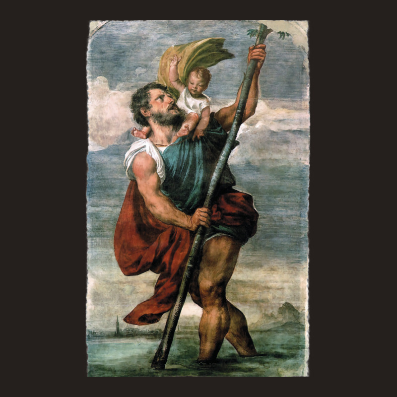 Saint Christopher Carrying The Christ Child Fresco Tank Top | Artistshot