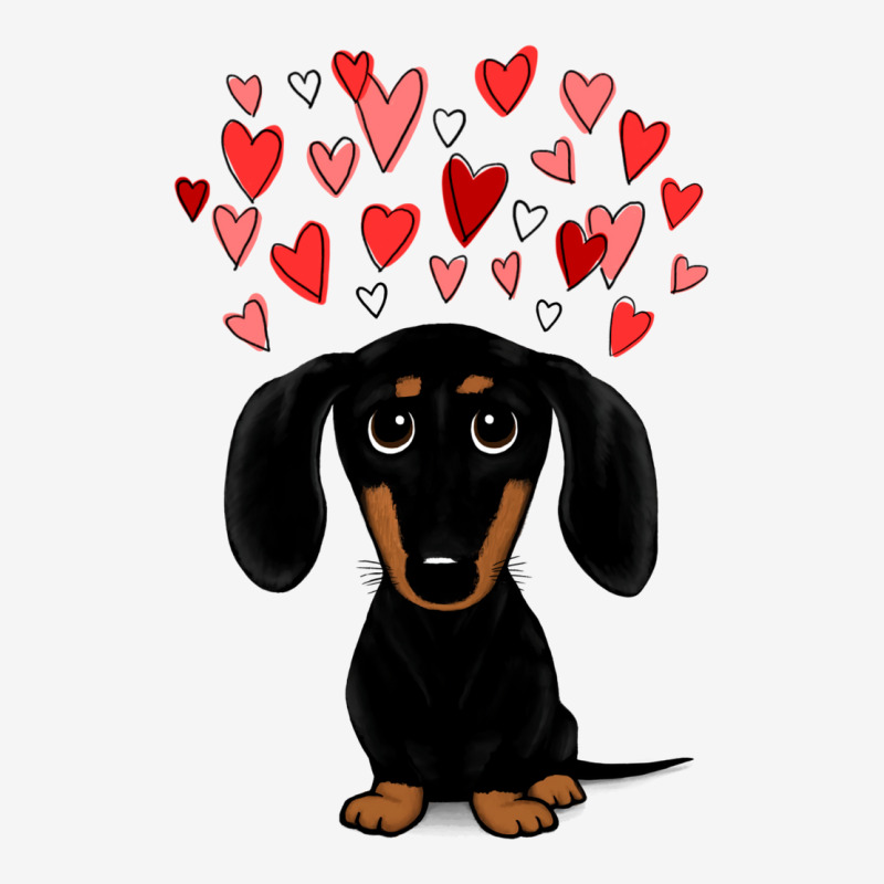 Black And Tan Dachshund With Valentine Hearts  Cute Cartoon Wiener Dog Classic T-shirt by hammadmulatp | Artistshot