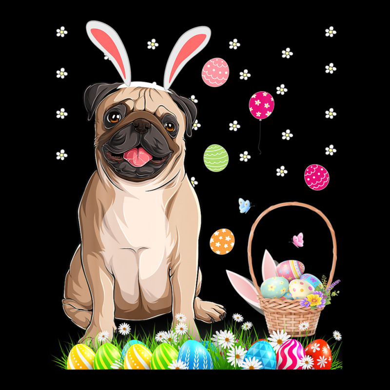 Happy Easter Cute Bunny Dog Pug Wearing Bunny Ears Gift Pocket T-Shirt by garbaaargouby | Artistshot