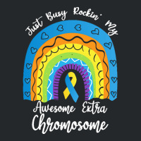 Rainbow Down Syndrome Funny For Kid T  Shirt Just Busy Rockin' My Awes Crewneck Sweatshirt | Artistshot