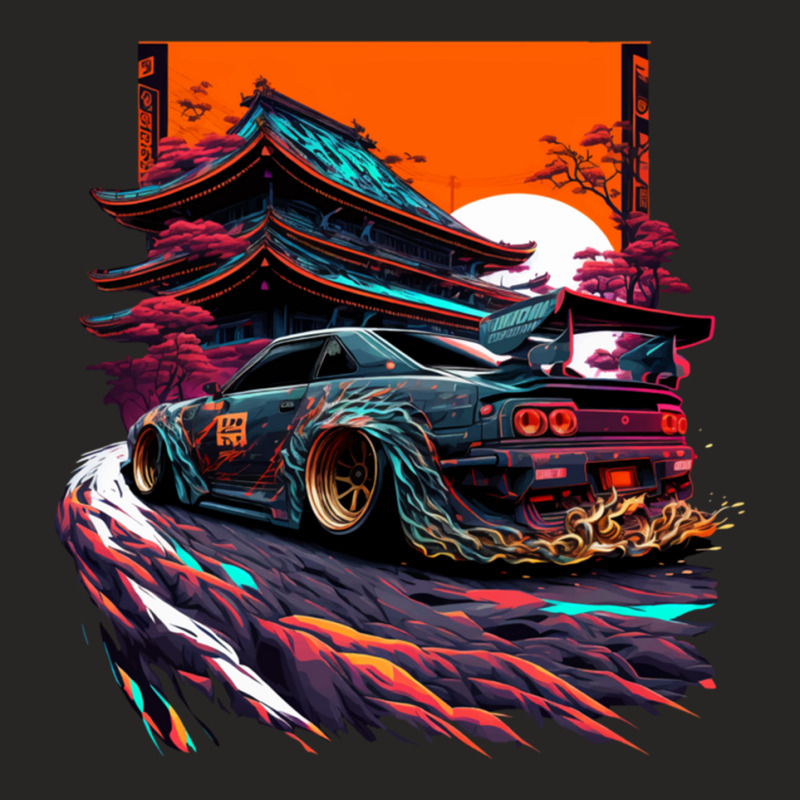 Japanese Retro Car Racing Drifting Art Jdm Legend Tuning Pullover Hood Ladies Fitted T-Shirt by bettincam | Artistshot