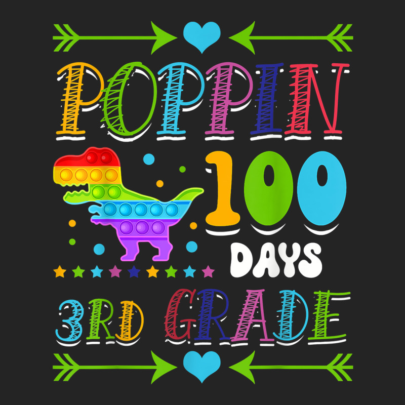 Poppin 100 Days 3rd Grade Primary School Dinosaur Kid T Rex T Shirt 3/4 Sleeve Shirt | Artistshot