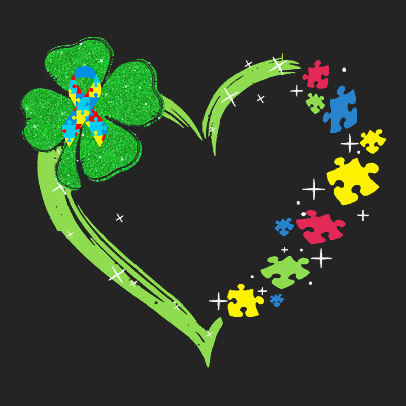 St Patricks Day Autism Awareness Heart T  Shirt Funny Autism St Patric 3/4 Sleeve Shirt | Artistshot