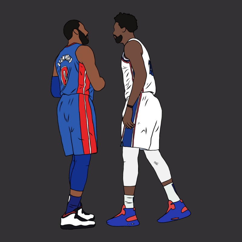 Joel Embiid Stares Down Andre Drummond Vintage Hoodie And Short Set | Artistshot