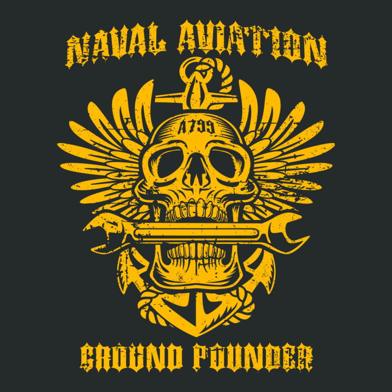 Naval Aviation Ground Pounder Vintage Skull Wings And Wrench Cool Women's Triblend Scoop T-shirt by nyforskiccaj | Artistshot