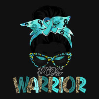 Women Messy Bun Teal Ribbon Pcos Warrior Mousepad | Artistshot