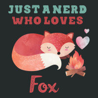 Just A Nerd Who Loves Fox Cute Lettering With Orange Fox Women's Triblend Scoop T-shirt | Artistshot