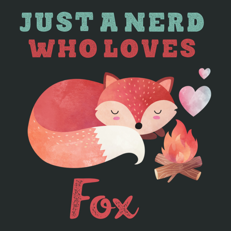 Just A Nerd Who Loves Fox Cute Lettering With Orange Fox Women's Triblend Scoop T-shirt by dagmanpargak | Artistshot