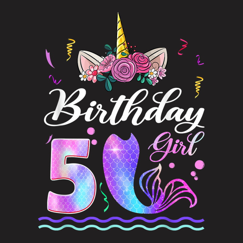 5th Birthday Girl Unicorn Mermaid Tail 5 Years Old Mermicorn T Shirt T-shirt | Artistshot