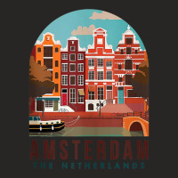 Amsterdam The Netherlands Travel Poster Amsterdam Traveling Tank Top Ladies Fitted T-shirt | Artistshot