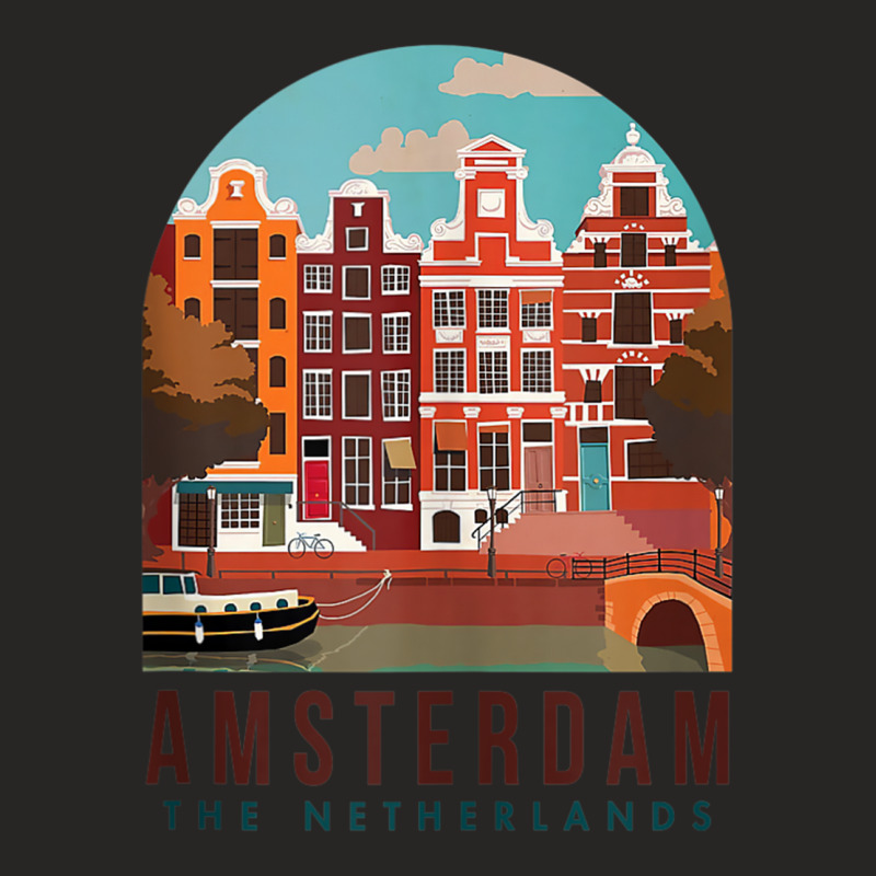 Amsterdam The Netherlands Travel Poster Amsterdam Traveling Tank Top Ladies Fitted T-Shirt by wafaha | Artistshot