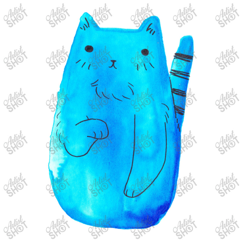 Striped Tail Blue Watercolor Cat Sticker | Artistshot