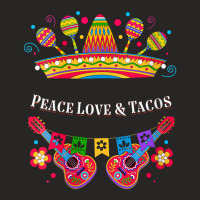 Womens Peace Love And Tacos Peace Sign Taco Lover Mexican Food V-neck Ladies Fitted T-shirt | Artistshot