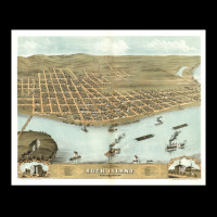 Vintage Map Of Rock Island Il (1869) Pocket T-shirt | Artistshot