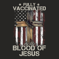 Christian Usa Flag Fully Vaccinated By The Blood Of Jesus Long Sleeve Ladies Fitted T-shirt | Artistshot