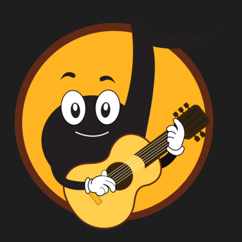 Funny Guitar Player Cartoon Character Musical Note Playing Classical G Classic T-shirt by HakimMohamed | Artistshot