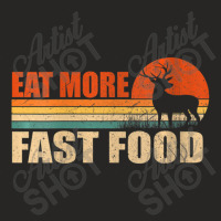 Womens Vintage Eat More Fast Food Deer Hunting Hunter V-neck Ladies Fitted T-shirt | Artistshot