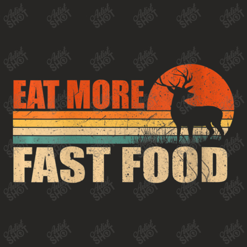 Womens Vintage Eat More Fast Food Deer Hunting Hunter V-neck Ladies Fitted T-Shirt by thanhtran | Artistshot