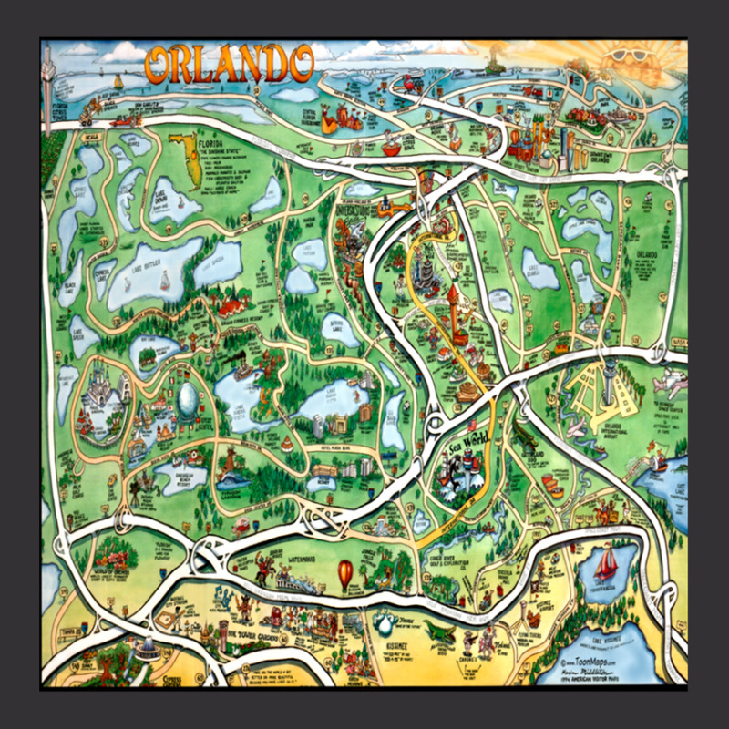 Orlando Florida Cartoon Map Vintage Short | Artistshot