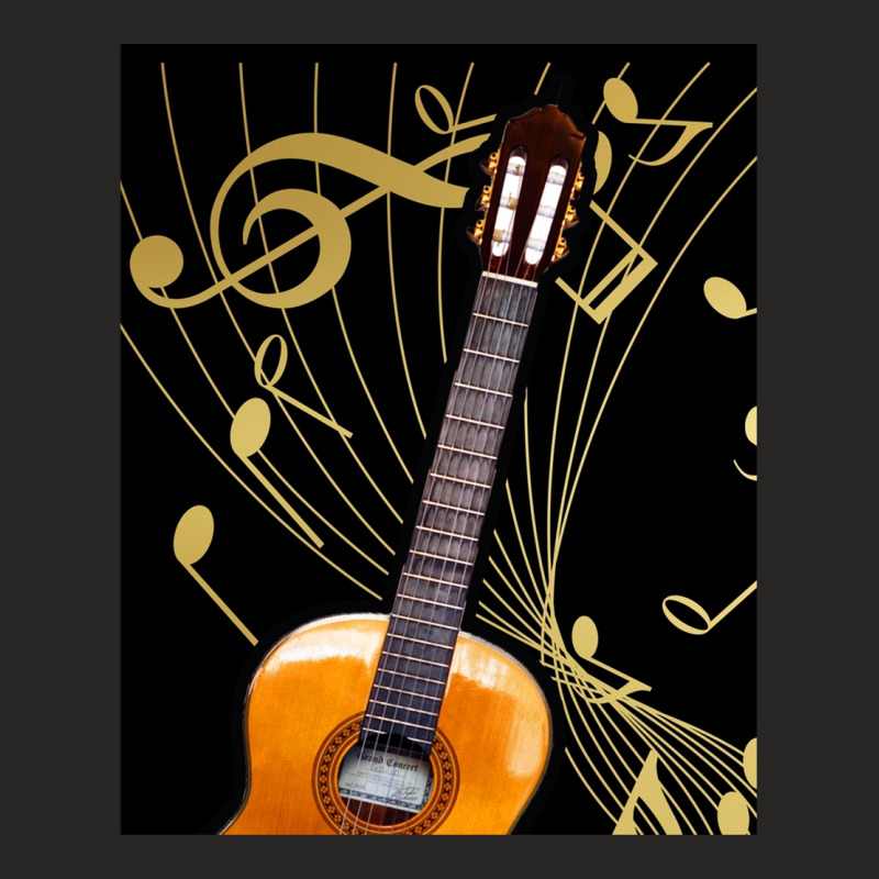 Guitar And Music Note Ladies Fitted T-Shirt by HakimMohamed | Artistshot