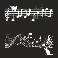 Cute Cat Kitty Playing Music Note Clef 1 Ladies Fitted T-shirt | Artistshot