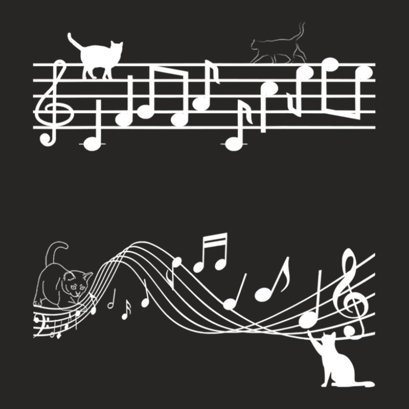 Cute Cat Kitty Playing Music Note Clef 1 Ladies Fitted T-Shirt by CHARLOTTELYNNTAYLOR | Artistshot