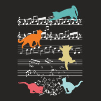 Cute Cat Music Notes Funny Kitty Musician Clef 1 Ladies Fitted T-shirt | Artistshot